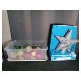 Holiday Time LED Star Tree Topper and Glass Ornament Set