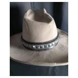 Western Style Cream Felt Hat with Studded Band
