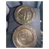 Decorative Brass Wall Plates with Ship and Scene Design