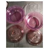 Cranberry Glass Casserole Dishes with Lids