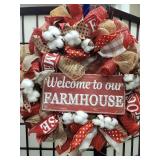 Farmhouse Welcome Wreath with Cotton