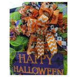Halloween Mesh Door Wreath with Sign