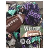 Football Welcome Wreath with Purple Ribbons