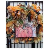 Halloween Welcome Pumpkin Mesh Wreath