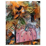 Halloween Welcome Pumpkin Mesh Wreath