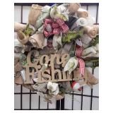 Gone Fishing Burlap Wreath