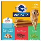 Pedigree Dentastix Large Breed Dog Treats, Original, Beef & Fresh Flavor, 2.73 lb. Variety Pack (51 Treats)