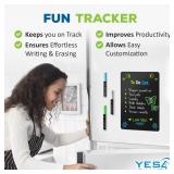 Magnetic Black Dry Erase Board for Fridge (12 x 8 inch), Stain-Resistant w/ 3 Magnetic, Fine-Tip Neon Chalk Markers & Eraser by Yes4Quality