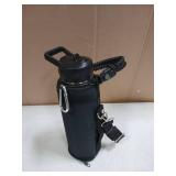 RAYMYLO Insulated Water Bottle 40 oz, Triple Wall Vacuum Stainless Steel (Cold for 48 Hrs), Leak Proof & Non-BPA, Modern Water Flask Jug with Paracord Handle & Straw Spout Lids, Magic Black