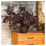 Lyrow 10 Pack Artificial Cimicifuga Plant Leaf Spray Faux Plum Cimicifuga Ramosa Leaf Branch Faux Fall Spray Silk Plants for Home Vase Wedding Garden Farmhouse Table Mantel Decor (32 Inches)