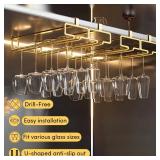 LINFIDITE Gold Under Cabinet Wine Glass Holder, 2 Pack, Space Saving, Easy Installation, Anti-Skid, Compact Design, Sturdy Materials, Affordable Gift