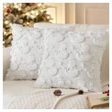 MIULEE Christmas Pillow Covers 20x20 Inch Pure White Winter Pillow Covers Set of 2 Decorative Festival Soft Fluffy Snowman Pillowcases for Home Decors Couch Sofa Livingroom Bed
