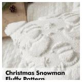 MIULEE Christmas Pillow Covers 20x20 Inch Pure White Winter Pillow Covers Set of 2 Decorative Festival Soft Fluffy Snowman Pillowcases for Home Decors Couch Sofa Livingroom Bed