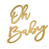 Oh Baby Sign for Backdrop, Large Wooden Baby Shower Sign Gold Letters Party Banner for Boy/Girl Decorations Backdrop Party