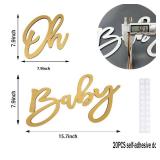 Oh Baby Sign for Backdrop, Large Wooden Baby Shower Sign Gold Letters Party Banner for Boy/Girl Decorations Backdrop Party