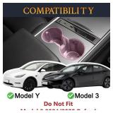 SOULWIT Center Console Cup Holder Insert for Tesla Model 3/Model3(2017-2023) and Model Y(2019-2025), Durable Waterproof Protective TPU Case Mat Cover - Clear Pink