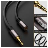 3.5mm Extension Cable 50 Feet, Long Male to Female Auxiliary Audio Stereo Cable, Headphone Extension Cord, Hi-Fi Sound, Gold Plated Connectors, OFC Core, Black, (with 5 pcs Cable Ties) - 50ft