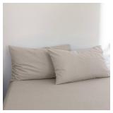 FOSSA 100% Washed Cotton Pillowcases Set of 2 Linen Feel Super Soft Breathable Cozy Pillow Covers with Envelope Closure Solid Cream Grey King 35 cm l x 20.5 W