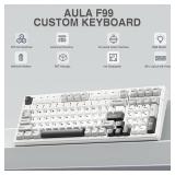 AULA F99 Wireless Mechanical Keyboard,Tri-Mode BT5.0/2.4GHz/USB-C Hot Swappable Custom Keyboard,Pre-lubed Linear Switches,RGB Backlit Computer Gaming Keyboards for PC/Tablet/PS/Xbox