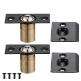 JQK Closet Door Ball Catch Hardware, Stainless Steel Catch Adjustable with Strike Plate, Black Finish 2 Pack, HBC100-BK-P2