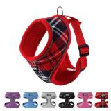 AIITLE Small Dog Harness, Triple-Layer Breathable Plaid Mesh, Adjustable Fit & Reflective Design, Choke-Free Over-The-Head Vest for Indoor/Outdoor Use, Perfect for Maltese, Chihuahua (S, Red)