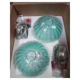 Brushed Nickel Pendant Lights Kitchen Island, Globe Pendant Light Fixtures with 8 Inch Clear Glass Shade, Modern Hanging Light Fixtures for Kitchen, Bedroom (2 Pack - Green Glass Pendant Light)