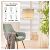 KUAUGST Plug in Pendant Light, 15 FT Hanging Lamp with Plug in Cord, On/Off Switch, Pendant Lighting with Fabric Shade, Hanging Light Fixture for Living Room, Bedroom, Dining Room, Kitchen (White)