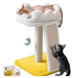 Happi N Pets New Cloud Cat Tree Tower, Cat Scratching Post with Bed, Small Cat Tree, Compact Cat Tower with Scratching Pad & Cloud Soft Perch & Cute Toys, Extra Toy, Bounus Catnip