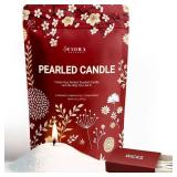Fiora Naturals Pearled Candle Sand with Wicks 1 Lb Sand Wax Beads & 20 Cotton Wicks DIY Refillable Candle Making Kit, Long-Lasting, Smoke-Free, Clean Burning Snow Candles