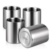 KALIONE Stainless Steel Whiskey Glass, 4Pack 10 oz Double Wall Tumbler Glasses, Metal Drinking Cups, Insulated Cocktail Glass, Whiskey Gifts for Husband Father Men Whiskey Lover