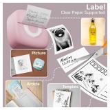 Cabaro Mini Printer Sticker Thermal Printer with 3 Rolls Paper, Bluetooth Portable Phone Print Pods,Study Sticker Maker for Pictures, Photos, Journals, DIY, Compatible with Phone & Tablet pre owned