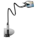 SAIJI Gooseneck Bed Phone Holder, Flexible Long Arm Phone Mount for Desk, Clip Bracket Clamp Stand, iPhone Stand, Mobile Cell Phone Stand Document Camera Nintendo Switch (Black)