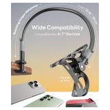 SAIJI Gooseneck Bed Phone Holder, Flexible Long Arm Phone Mount for Desk, Clip Bracket Clamp Stand, iPhone Stand, Mobile Cell Phone Stand Document Camera Nintendo Switch (Black)