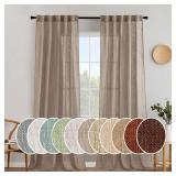 MIULEE Taupe Linen Curtains 96 Inch Long for Bedroom Living Room, Soft Thick Linen Textured Window Drapes Semi Sheer Light Filtering Back Tab Rod Pocket Burlap Look Farmhouse Country Decor, 2 Panels