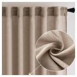 MIULEE Taupe Linen Curtains 96 Inch Long for Bedroom Living Room, Soft Thick Linen Textured Window Drapes Semi Sheer Light Filtering Back Tab Rod Pocket Burlap Look Farmhouse Country Decor, 2 Panels