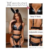 Avidlove Babydoll Lingerie for Women Garter Belt Nightwear Cute Outfit (Large, Black)