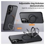 Mondelete for Samsung Galaxy S24 Plus Case, Magnetic Adjustable Ring Stand [Fit for Magsafe], [Military-Grade Shockproof Protection] Phone Case with Kickstand&Ring Holder (Black)
