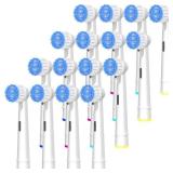 Pro Sensitive Gum Care Replacement Brush Heads Compatible with Oral-B Electric Toothbrushes, 16 Pack High Density Extra Soft Bristles Toothbrush Heads Refill, White