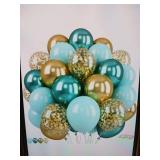 Teal and Gold Balloons 93pcs