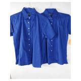 APPEARS NEW - Blue Generation Ladies Short Sleeve Button Down Shirt (Size Small) 2 Pack