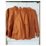 APPEARS NEW - Edwards Casualwear Rust/Orange Button Down Shirt (Size Large 34/35) 2 Pack