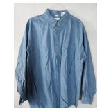 APPEARS NEW - Van Heusen Light Blue Denim Button Down Shirt Size 17 1/2 (34/35) 2 Pack