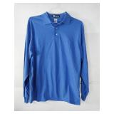 APPEARS NEW - Long Sleeve Blue Polo Shirt Made in USA (Size Large) 2 Pack