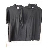 APPEARS NEW - Anvil Black Cotton Blend Polo Shirts - (Size Large) 2 Pack