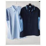 APPEARS NEW - Port Authority Ladies Polo Shirt Set - Navy and Light Blue (Size Large)