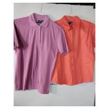 APPEARS NEW - Blue Generation Ladies Shirt Set - Pink Polo & Coral Button Down (Size Medium)