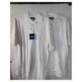 APPEARS NEW - Tri-Mountain White Polo Shirt (Size Large) 2 Pack