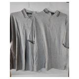 APPEARS NEW - Gray Patterned Collar Polo Shirt USA Made (Size 2XL) 2 Pack