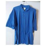 APPEARS NEW - Cotton Deluxe by Anvil Blue Polo Shirt (Size 3XL) 2 Pack