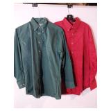 APPEARS NEW - Edwards Service Uniform Shirts - Green and Red (Size Medium) 2 Pack